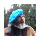Sky Blue Alpaca Wool Bonnet Scottish Tam Beret Hat Kilt Tartan Accessory