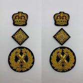 Hand Embroidered With Gold Bullion Wire Rank Set Shoulder Rank Badges