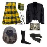 Men's Black Wool Jacket 8 PCS Scottish kilt Outfit Handmade Traditional Kilt Set