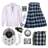 Scottish Men's 10 Pieces Chrome Stage Head Sporran Kilt Outfit Wedding Kilt Set