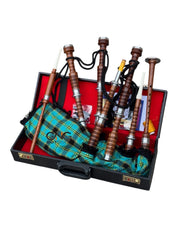 Great Full Size Brown Highland Dragon Bagpipe Rosewood Silver Mounts Bagpipe