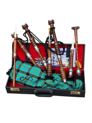 Great Full Size Brown Highland Dragon Bagpipe Rosewood Silver Mounts Bagpipe