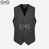 Men's Wedding Dark Grey Wool 5 Button Vest Scottish Kilt Waistcoat