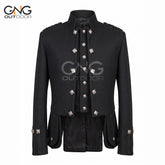 Men’s Black Scottish Doublet Jacket Braided Shoulder Highland Formal Jacket