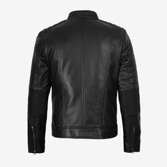 Men’s Black Lambskin Leather Cafe Racer Jacket