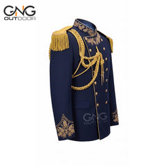 Navy Blue Military Parade Jacket with Gold Embroidery, Band Uniform Coat, Drum Major Jacket, Royal Ceremony & Wedding Blazer