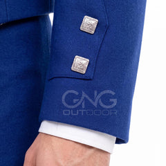 Men’s Royal Blue Wool Prince Charlie Kilt Jacket & Waistcoat Set