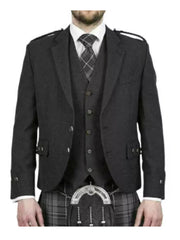 Men's Argyle Kilt Jacket And 5 Button Vest Scottish Wedding Kilts Jacket