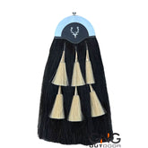 Scottish Stage Head Black Horse Hair Sporran 6 White Tassels Kilt Sporran