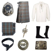 Men's Tartan Kilt Outfit 8-Piece Set – Scottish Highland Wedding Kilt with Shirt, Sporran & Accessories