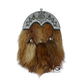 Men's Scottish Chrome Thistle Fur Sporran 3 Tassels Sporran With Chain Belt