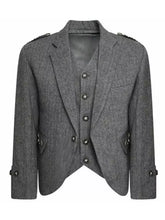 Grey Tweed Argyle kilt jacket with waistcoat wedding kilt jacket for men
