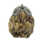 Men's Scottish Full Dress Fox Sporran Thistle Cantle 3 Tassel Sporran With Chain