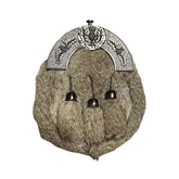Men's Full dress Fur Sporran 3 Tassel Brown Sporran & Chain Belt