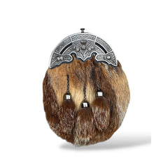 Scottish Men's Thistle Cantle Fur Sporran 3 Tassels Sporran With Chain Belt