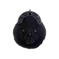 Men's Scottish Black Fur Sporran 3 Tassels Kilt Sporran With Chain Belt
