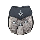 Men's Scottish Full Dress Grey Fur Sporran 3 Fur Tassel Sporran With Chain Belt