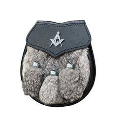 Men's Scottish Full Dress Grey Fur Sporran 3 Fur Tassel Sporran With Chain Belt