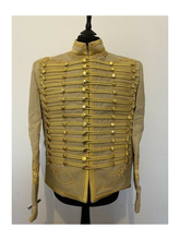 Golden Napoleonic Hussar Wool Military uniform jacket Handmade Scottish Jacket