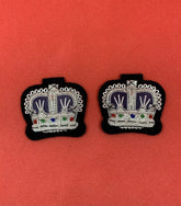 Police Shoulder Rank Crowns Hand Embroidered Silver Bullion Wire Crowns