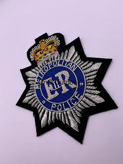 Metropolitan Police Hand Embroidered Bullion Wire Blazer Badge Police Blazer Badges