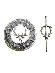 Men's Scottish Stage Head Antique Kilt Pin and Brooch