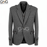 Grey Tweed Argyle kilt jacket with waistcoat wedding kilt jacket for men