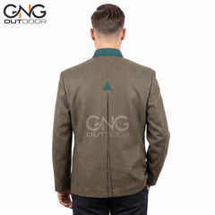 Men’s Bavarian Trachten Jacket Olive Green with Green Trim – German Traditional Jacket