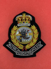 Royal Hong Kong Police Cap Badge RHKP Hand Embroidered Bullion Wire Hat Badge