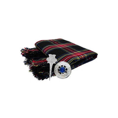 Men's Black Stewart kilt Accessories Fly plaid + Brooch + Pin