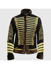 Men's Black Napoleonic Hussar Wool Military uniform jacket Handmade Jacket