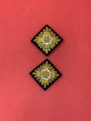 Police Shoulder Epaulettes Rank Gold Pips Hand Embroidered Bullion Wire Rank Pips Pair
