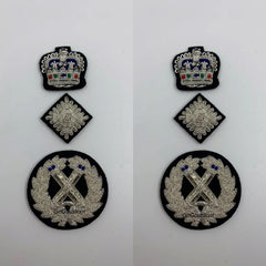 Commissioner Hand Embroidered Shoulder Epaulettes Silver Rank Badges