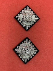 Police Shoulder Rank Silver Pips Embroidered Bullion Wire Rank Pips Pair
