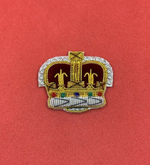 Superintendent Police Rank Gold Crown On Red Hand Embroidered Silver Rank Crown