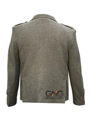 Scottish Green Tweed wool Argyle jacket Men's kilt jacket