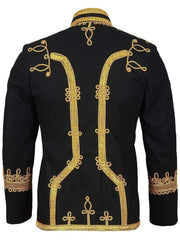 Black Napoleonic Hussar Wool Military uniform jacket Handmade Scottish Jacket
