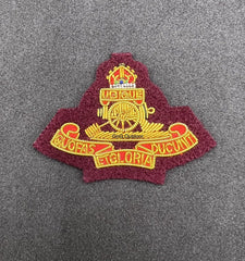 King’s Crown Royal Artillery Officers Beret Badge RA Maroon Background Cap Badge