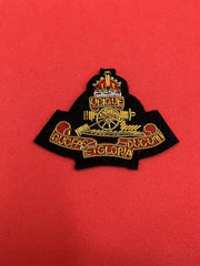 King’s Crown Royal Artillery Officers Beret Badge RA Hand Embroidered Cap Badge