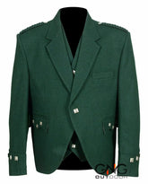 Scottish Men's Green Wool Kilt Jacket With Waistcoat Argyle Wedding Kilt Jacket