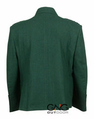 Scottish Men's Green Wool Kilt Jacket With Waistcoat Argyle Wedding Kilt Jacket