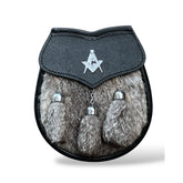 Men's Scottish Masonic badge Sporran 3 Tassels fur Sporran With Chain Belt