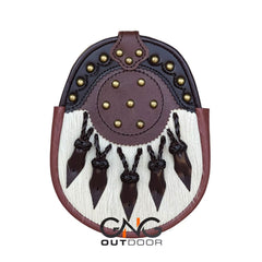 Men's Scottish Handmade Sporran | Brown Leather | With Chain Strap