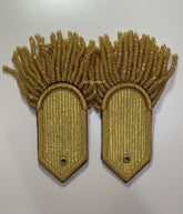 Gold Bullion Shoulder Epaulettes Heavy Fringe Military Style Embroidered Shoulder Boards Pair