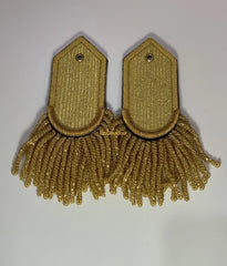 Gold Bullion Shoulder Epaulettes Heavy Fringe Military Style Embroidered Shoulder Boards Pair
