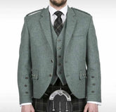 Men's Lovat Green Argyle Kilt Jacket With Waistcoat Highland Wedding Customized kilt Jacket