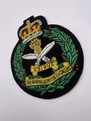 Queen’s Gurkha Engineers Regimet Blazer Badge QGE Hand Embroidered Bullion Badge
