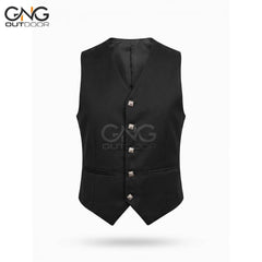 Men's Traditional Black Argyle Kilt Waistcoat – 5-Button Scottish Highland Dress Ves
