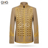 Golden Napoleonic Hussar Wool Military uniform jacket Handmade Scottish Jacket