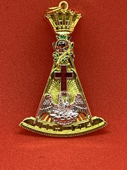 Masonic Rose Croix Collar Jewel Freemason Double-Sided Gold Tone Cross and Eagle Pendant